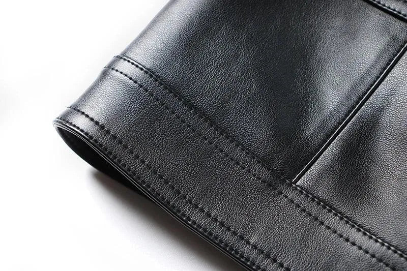 Women Mini Skirt Plaid Leather Straight - High Waist Women Skirt