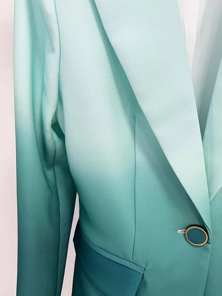 Women Pant Suit - Gradient Color, Flare Pants Trouser Suit -Guocali