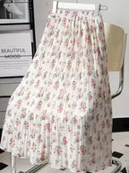 Women Pleated Skirt Fairy Style Chiffon - High Waist Midi Women Skirt
