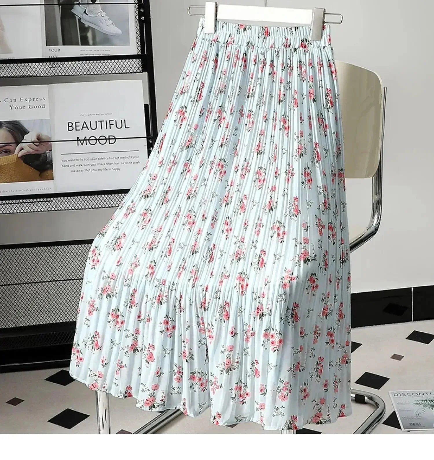 Women Pleated Skirt Fairy Style Chiffon - High Waist Midi Women Skirt