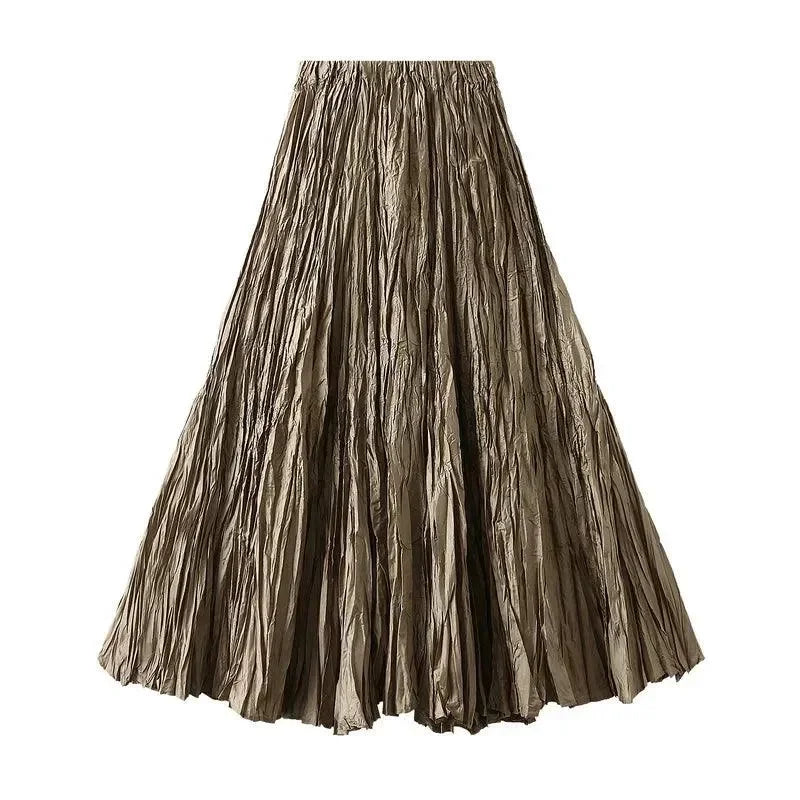 Women Pleated Skirt High Waist - A-Line Midi Women Skirt
