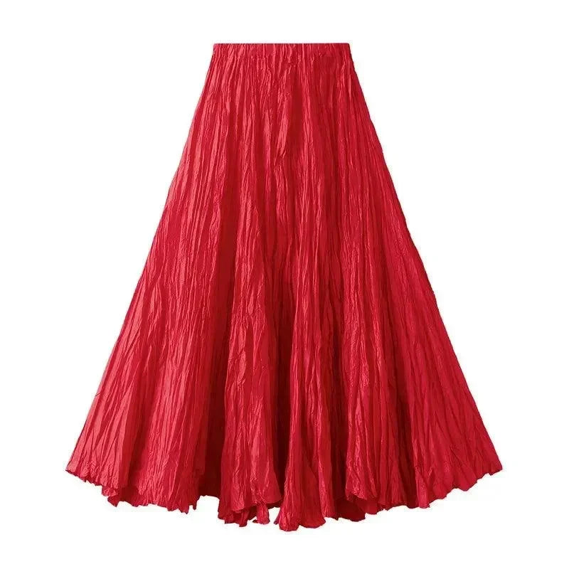 Women Pleated Skirt High Waist - A-Line Midi Women Skirt