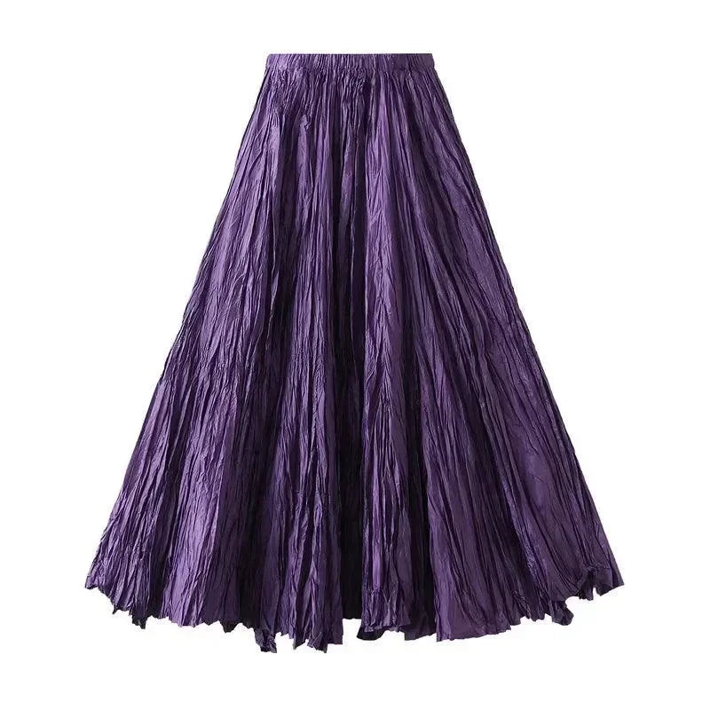 Women Pleated Skirt High Waist - A-Line Midi Women Skirt