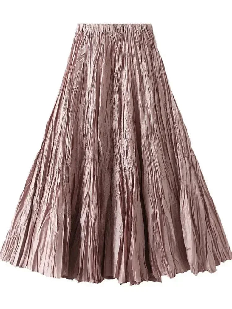 Women Pleated Skirt High Waist - A-Line Midi Women Skirt