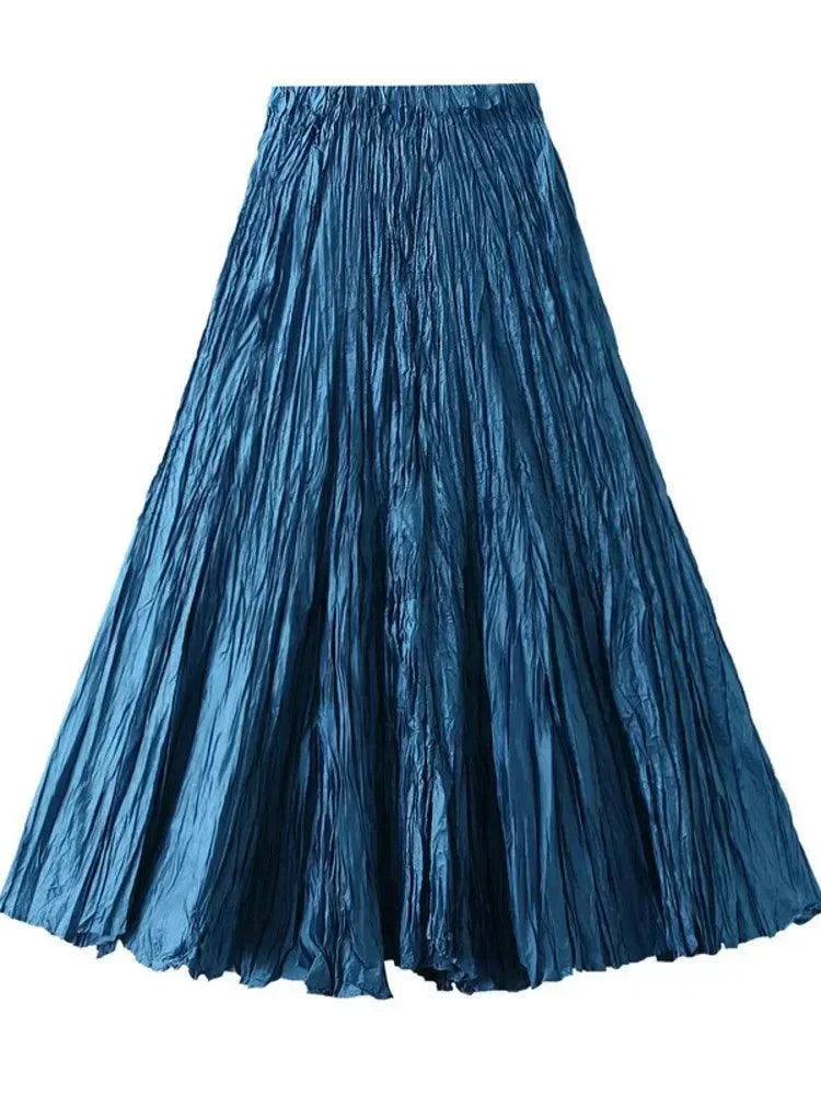 Women Pleated Skirt High Waist - A-Line Midi Women Skirt