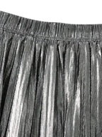Women Pleated Skirt Metallic High Waist - Midi Women Skirt