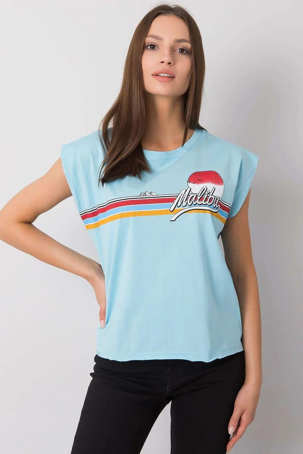 Women Round-Neck Short-Sleeves T-Shirt – Breathable - Blue, White, Red, Yellow -Guocali