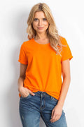 Women Round-Neck Short-Sleeves T-Shirt – Stretchable - Orange -Guocali