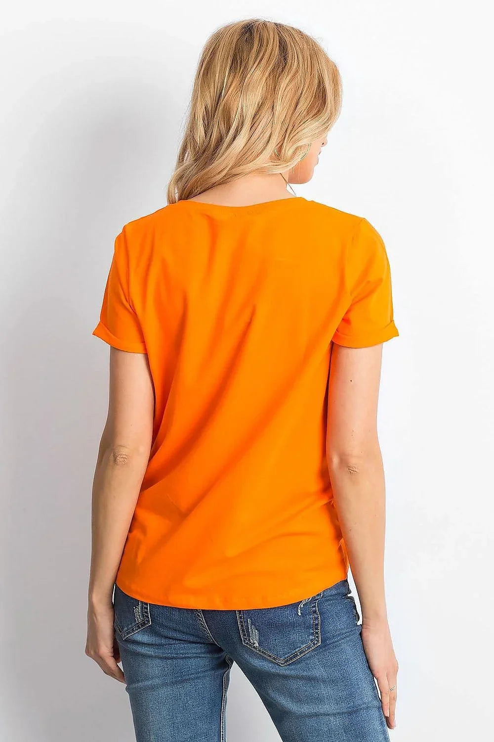 Women Round-Neck Short-Sleeves T-Shirt – Stretchable - Orange -Guocali