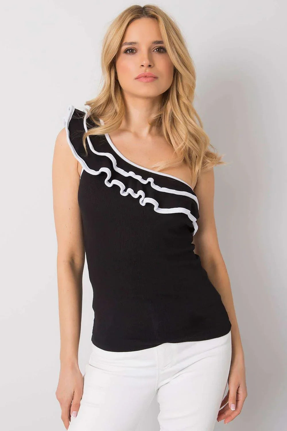 Women Ruffle Top – One-Shoulder Ruffle Top -Guocali