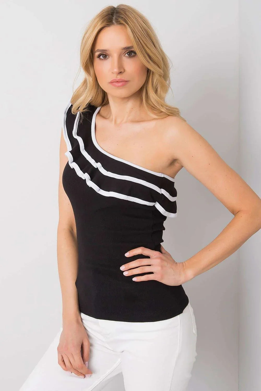 Women Ruffle Top – One-Shoulder Ruffle Top -Guocali
