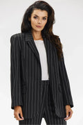 Women's Blazer - Lightweight - Button - Black -Guocali
