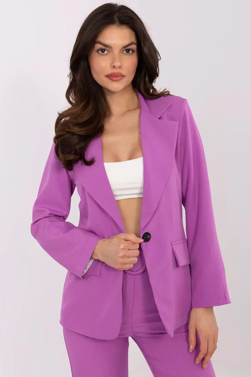 Women's Blazer - Stretchable - Button - Purple -Guocali