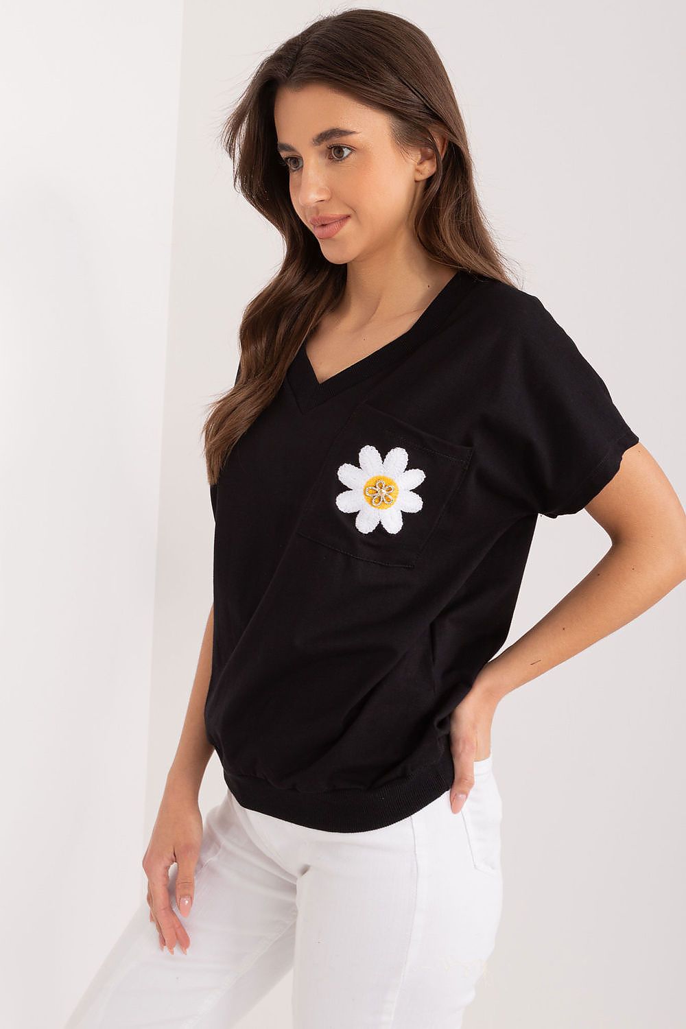 Women's Casual Blouse - Embroidered Hip Length