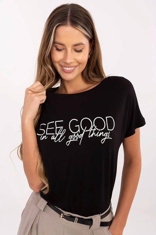 Women's Crew-Neck Short-Sleeves T-Shirt – Stretchable - Black, White -Guocali