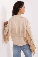 Women's Cropped Jacket - Lightweight Chic - Brown