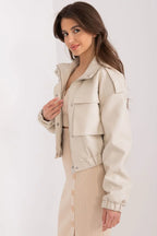 Women's Leather Jacket - With Pockets Chic Casual - Black