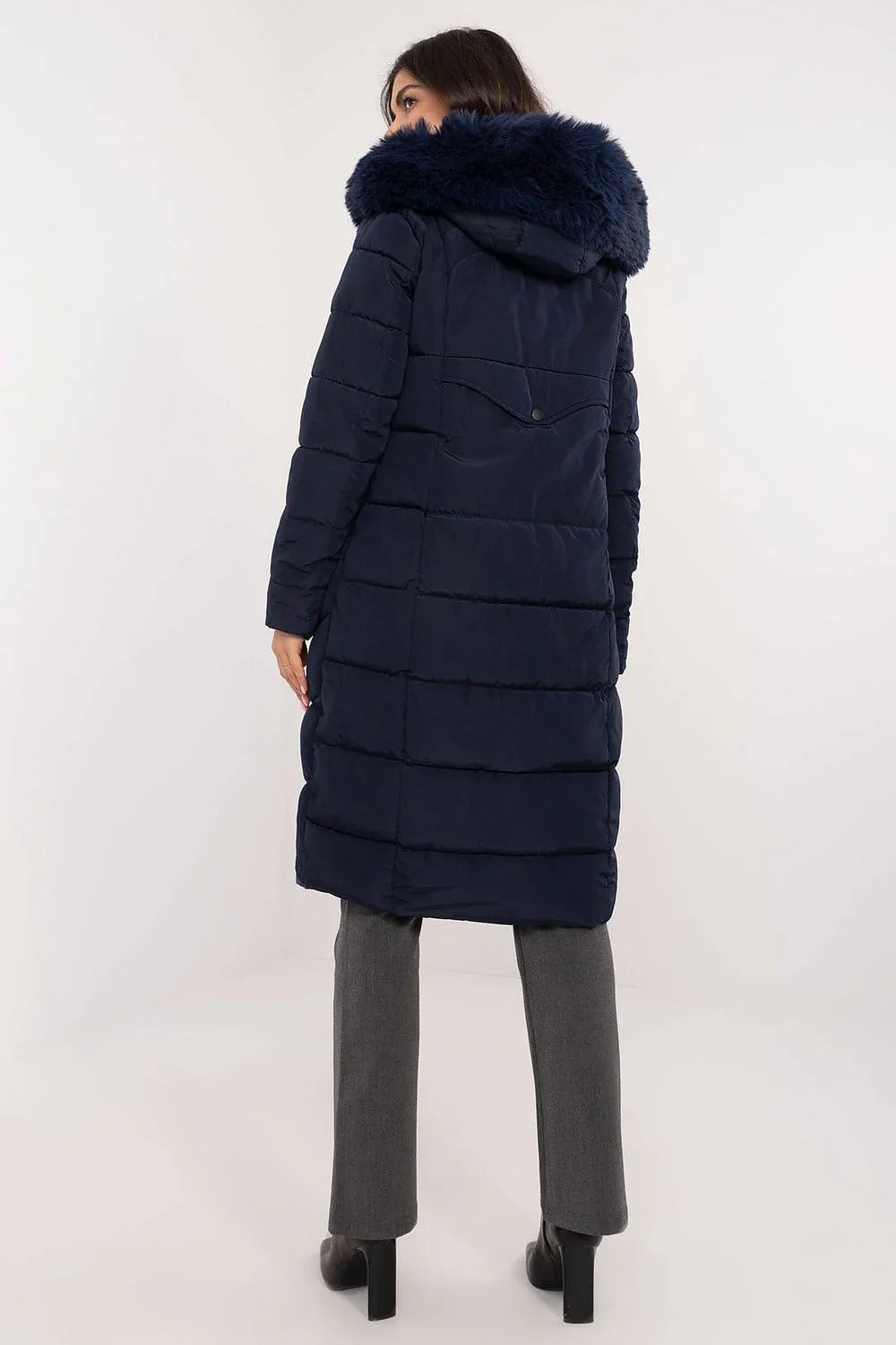 Women's Quilted Jacket, Down Jacket, Puffer Jacket - Hooded Elegant, Chic, Casual - Black