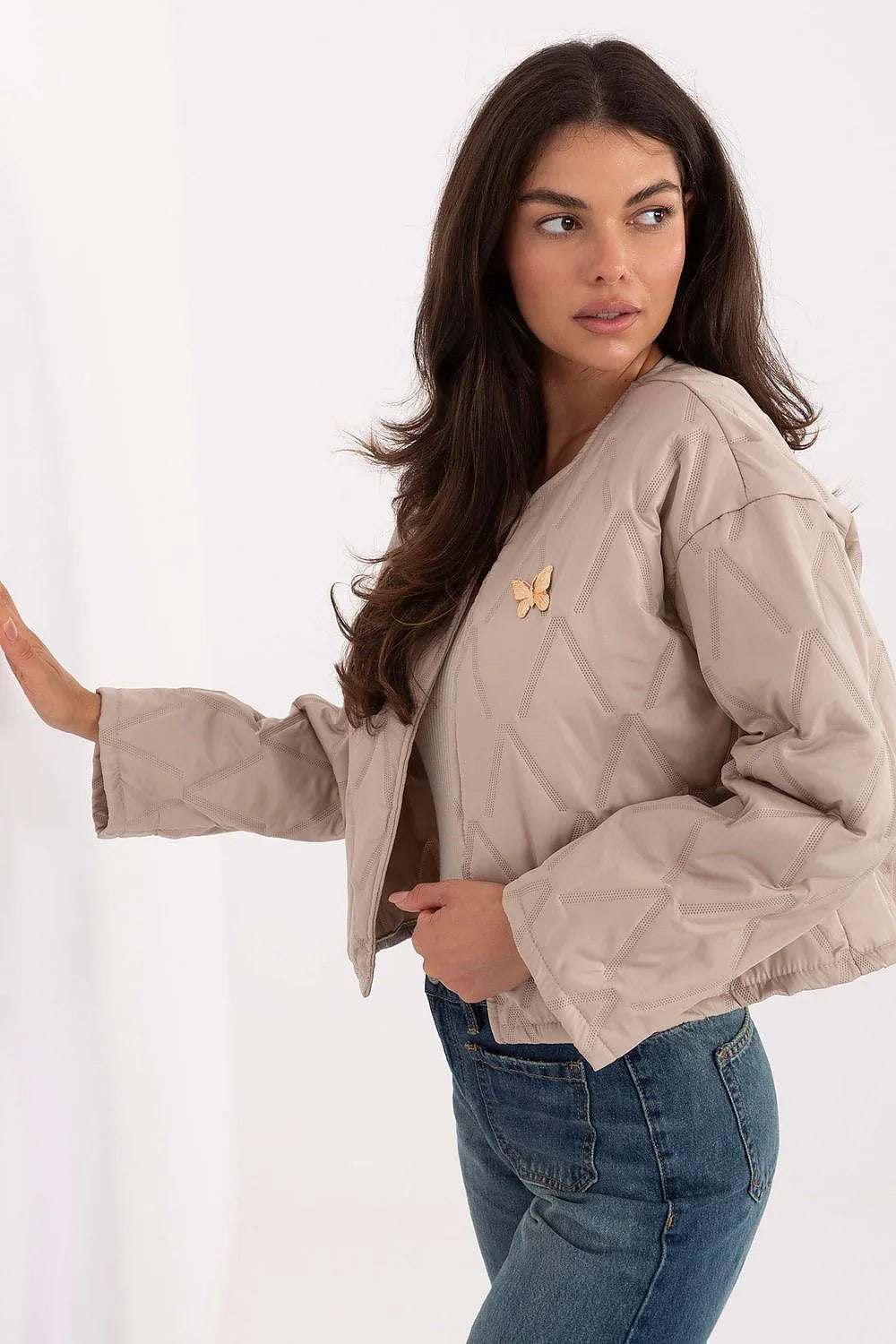Women's Quilted Jacket - Lightweight Elegant - Brown