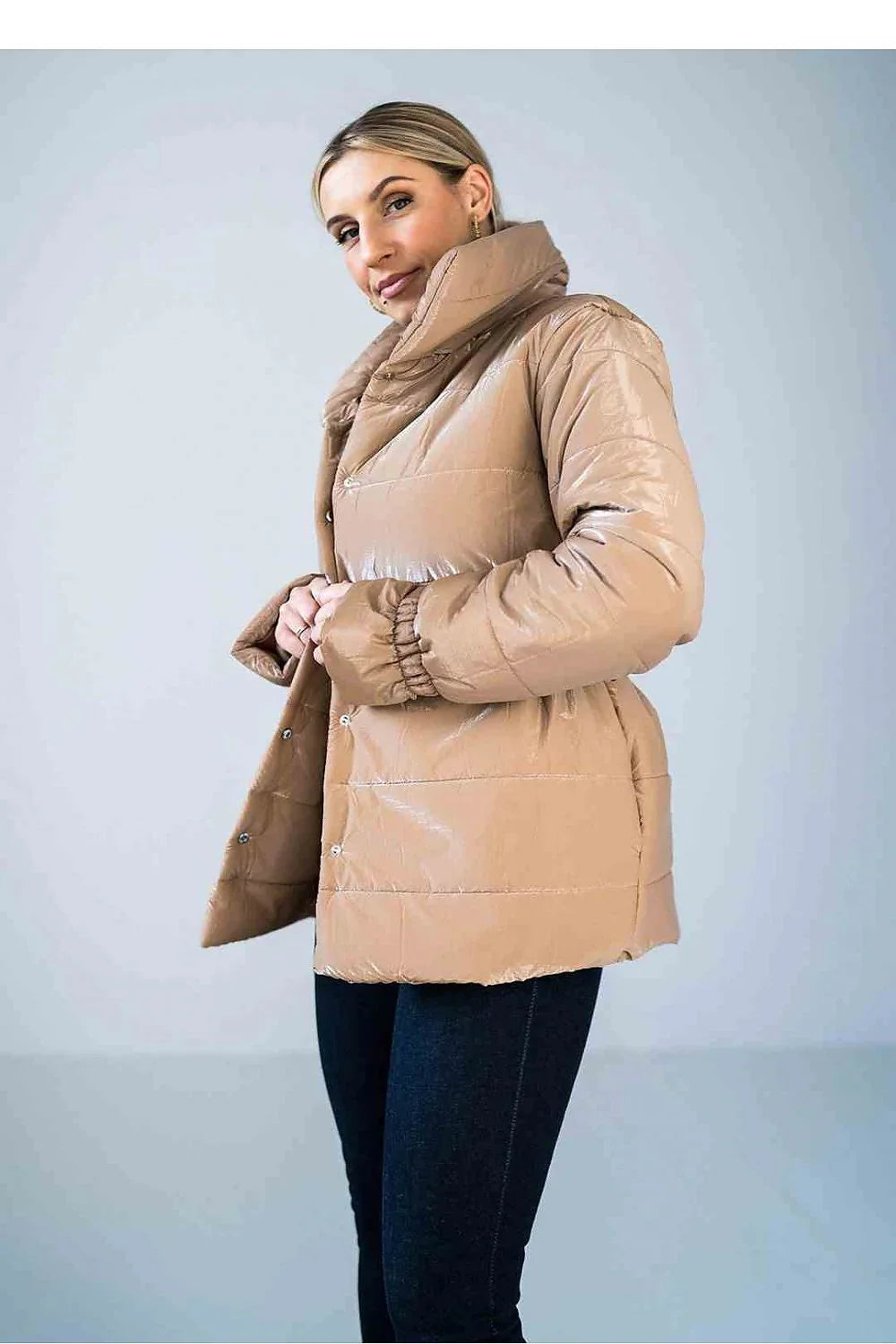 Women's Quilted Jacket, Puffer Jacket - Insulated Chic, Casual - Green