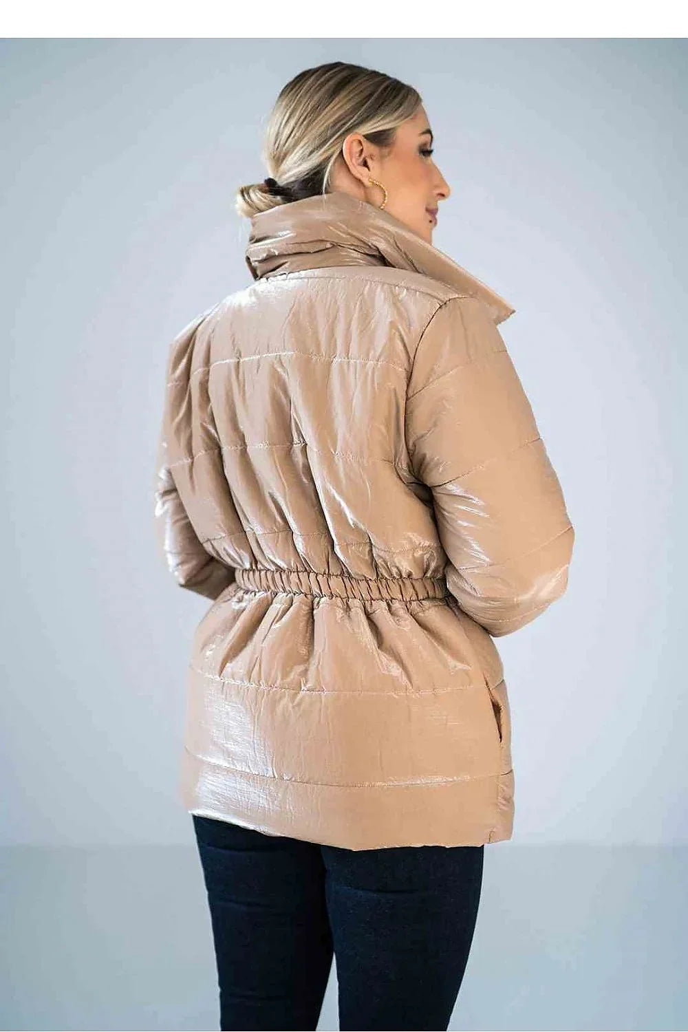 Women's Quilted Jacket, Puffer Jacket - Insulated Chic, Casual - Green