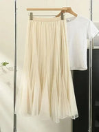 Women's Reversible Pleated Skirt - High Waist Midi Skirt for Work & Casual