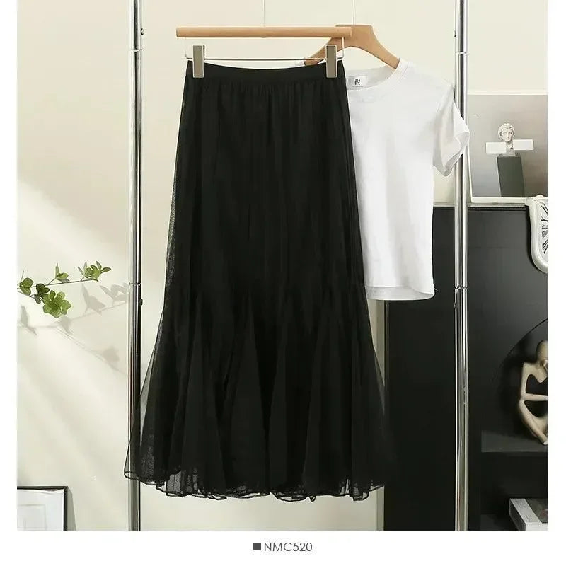 Women's Reversible Pleated Skirt - High Waist Midi Skirt for Work & Casual