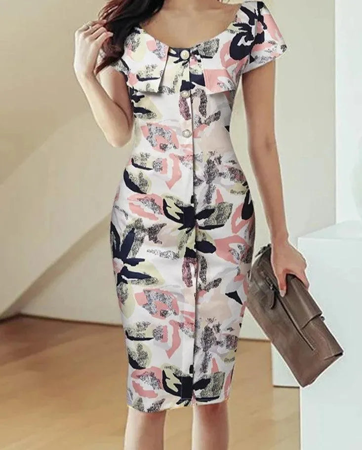Women’s Ruffle Printed Summer Dress -Guocali