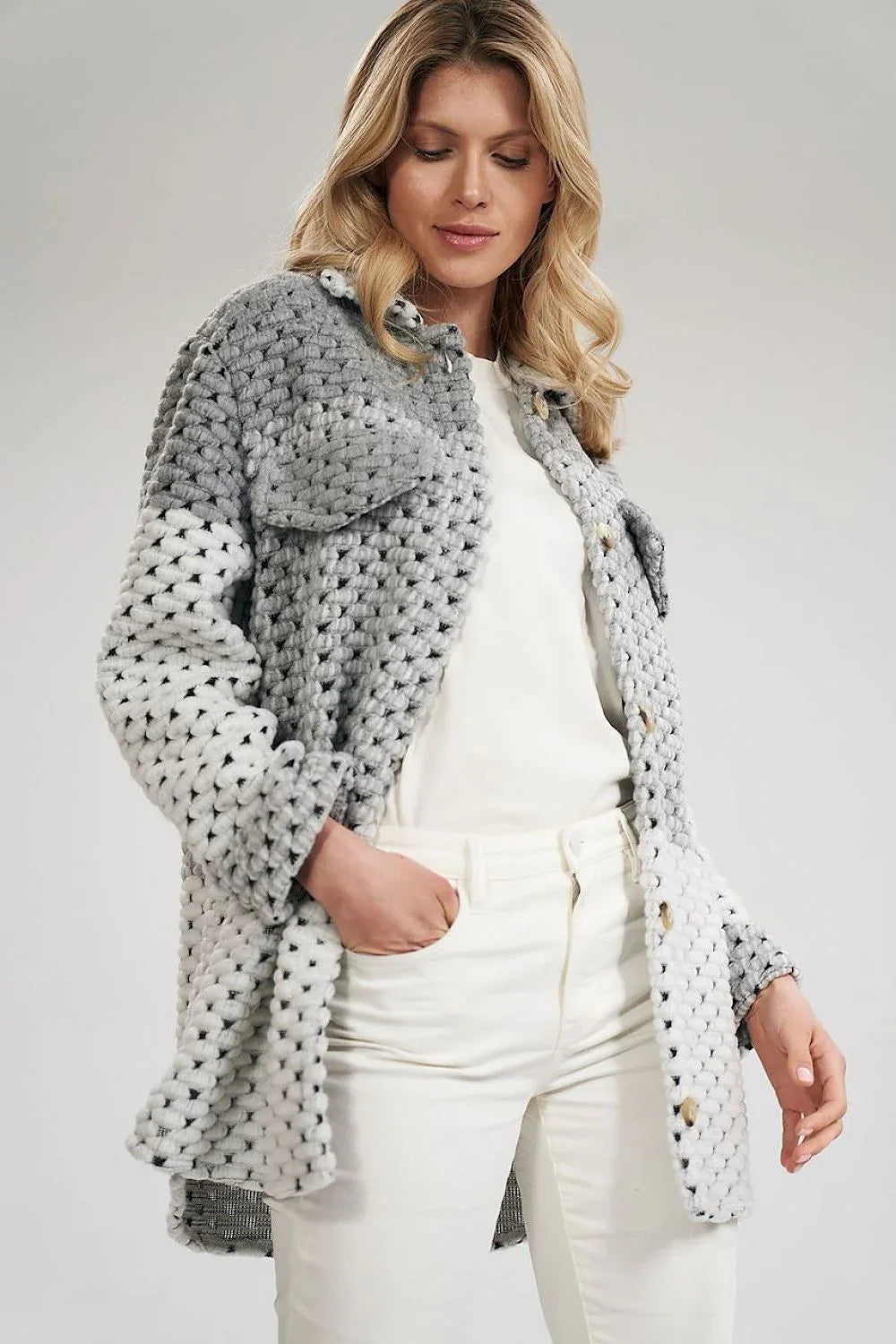 Women's Shacket - Lightweight Minimalist, Chic - Gray