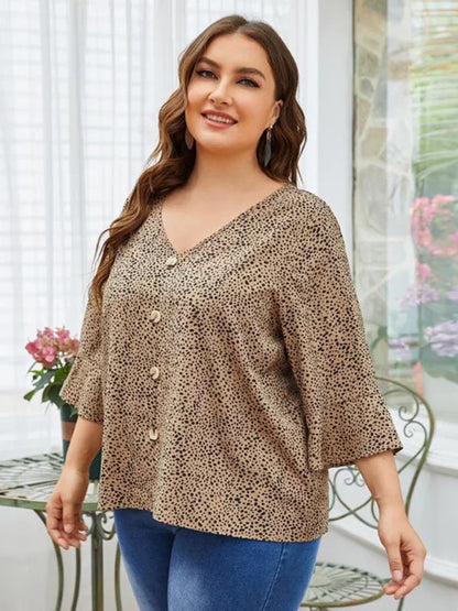 Women’s T-Shirt – Crinkled Cotton Comfort - Khaki -Guocali