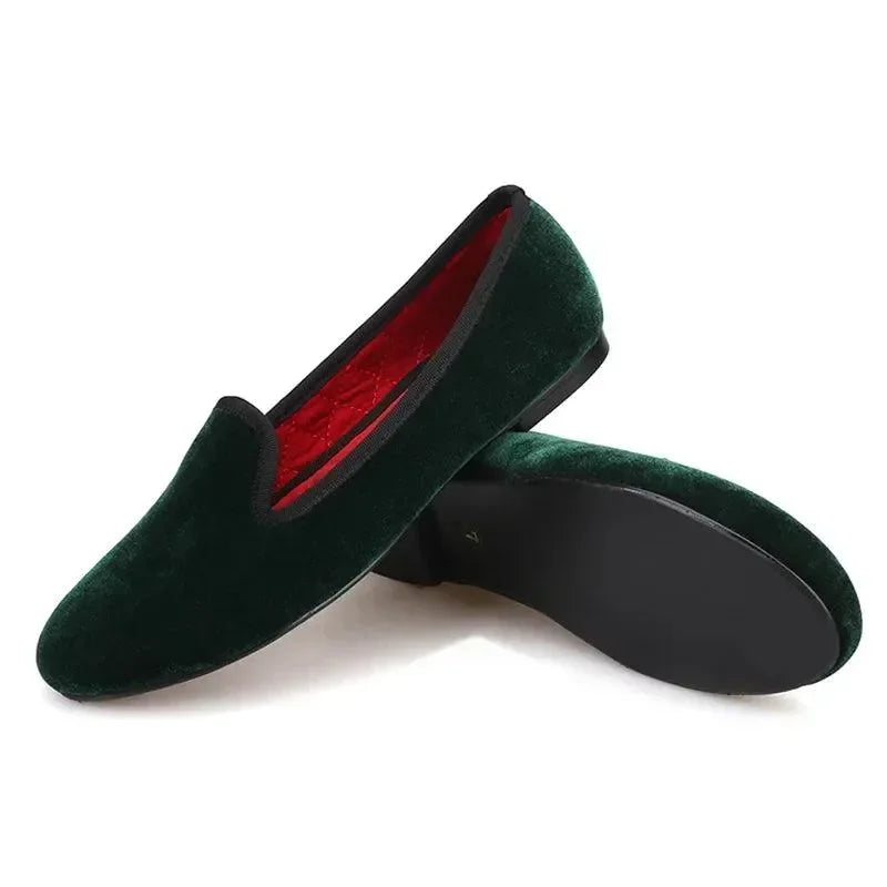 Women's Velvet Loafers Red Insoles -Guocali