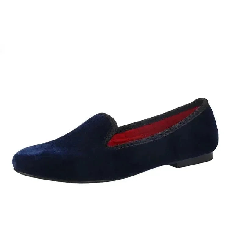 Women's Velvet Loafers Red Insoles -Guocali
