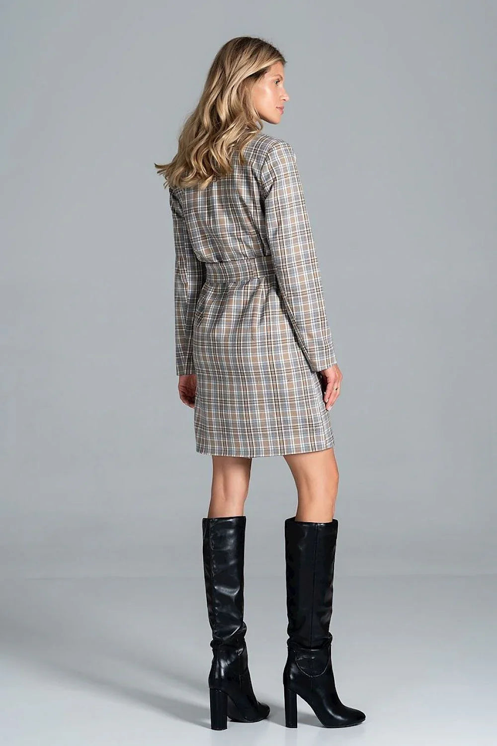 Women's Wool Coat, Wrap Coat - With Pockets Chic, Elegant, Professional, Grey