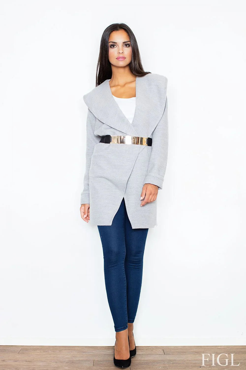 Women's Wrap Coat - With Pockets Chic, Minimalist