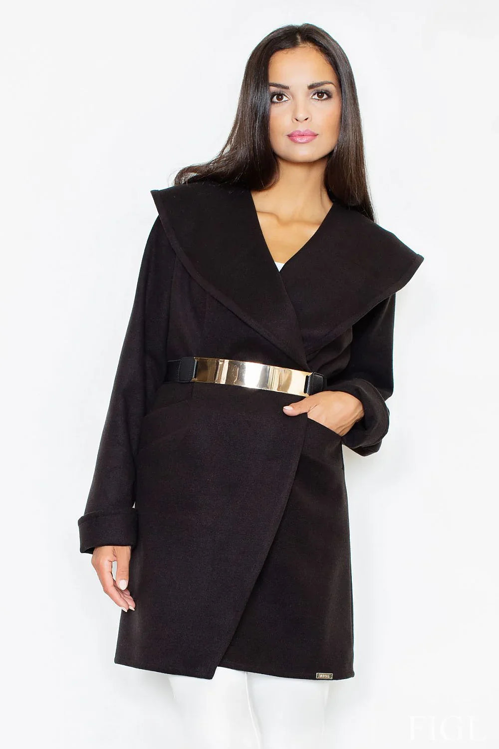 Women's Wrap Coat - With Pockets Chic, Minimalist