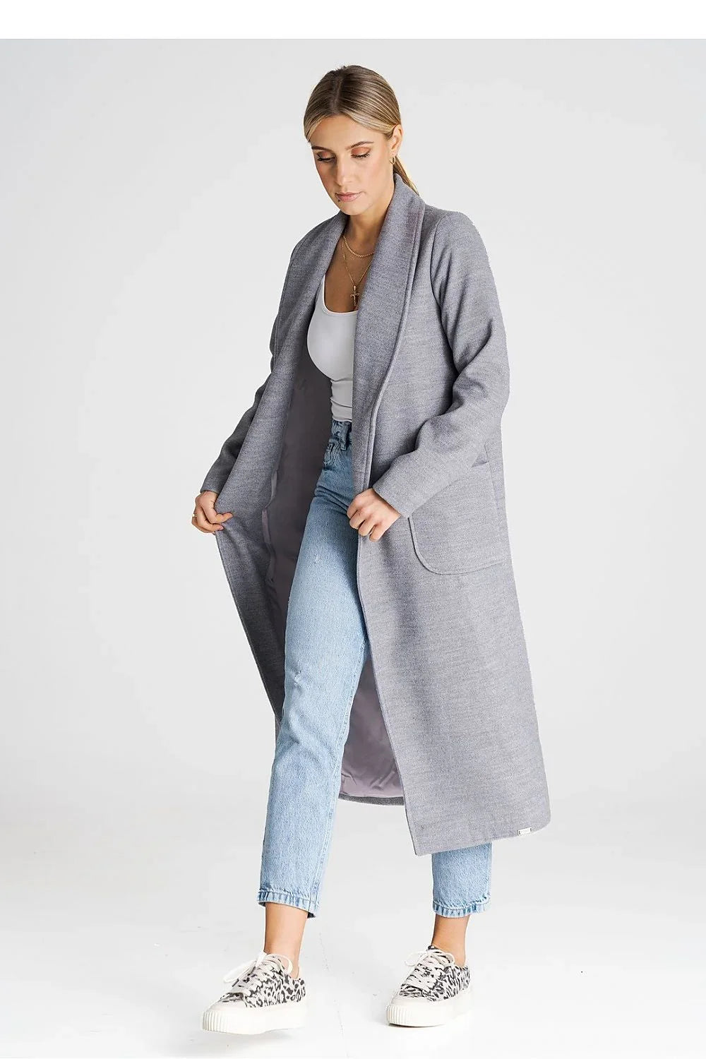 Women's Wrap Coat - With Pockets Minimalist