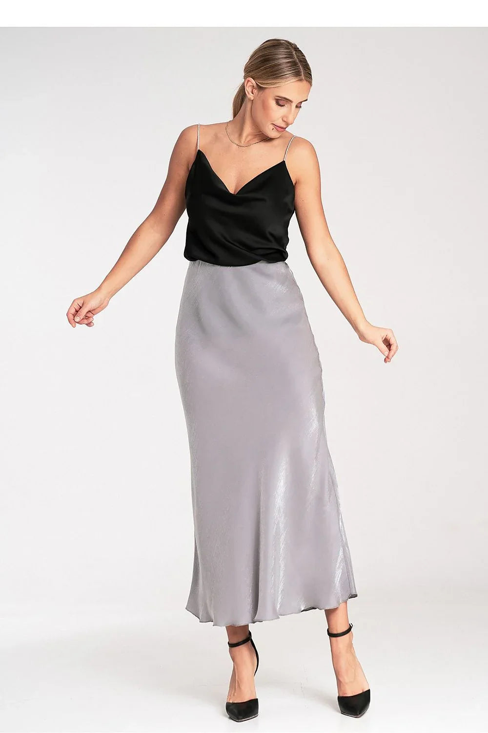 Women Satin Top – Cowl-Neck Camisole Top -Guocali