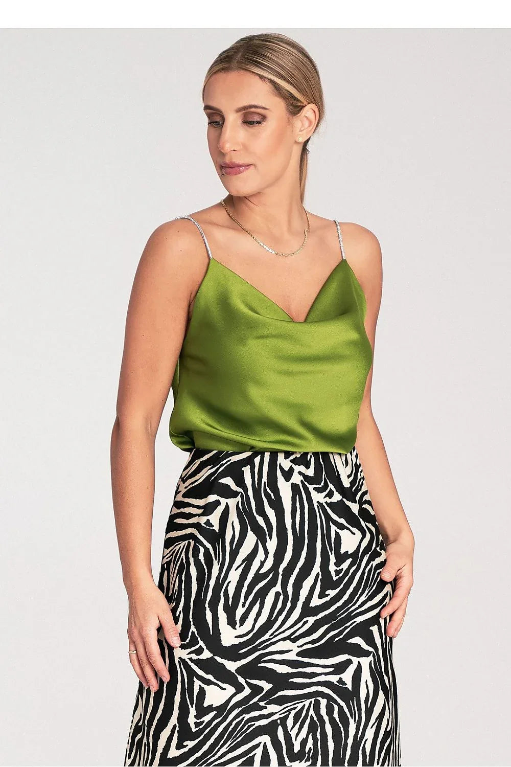 Women Satin Top – Cowl-Neck Satin Top -Guocali