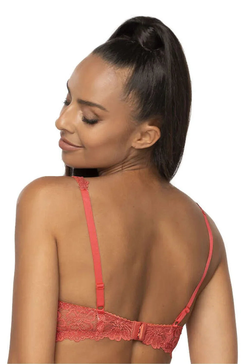 Women Solid Lace Demi Underwire Bra - Guocali
