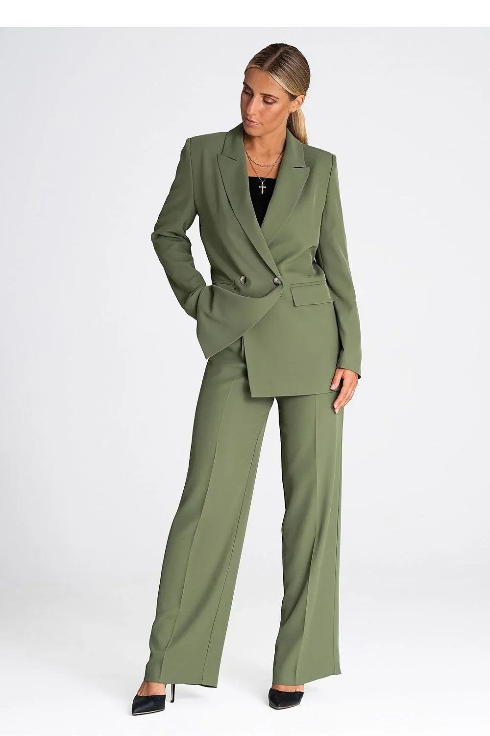 Women Suit Jacket - Lightweight - Double-Breasted
