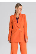 Women Suit Jacket - Lightweight - Double-Breasted - Orange