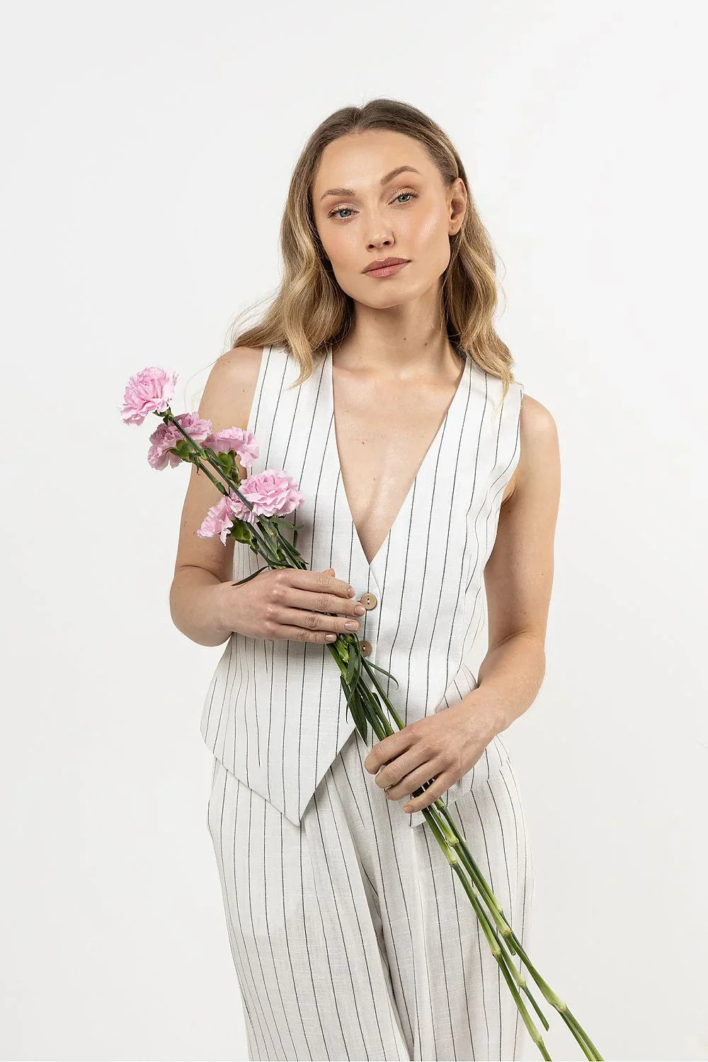 Women Suit Vest - Breathable - Sleeveless White -Guocali