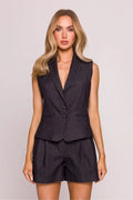 Women Suit Vest - Stretchable - Sleeveless Black -Guocali