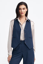 Women Suit Vest - Stretchable - Sleeveless Navy -Guocali