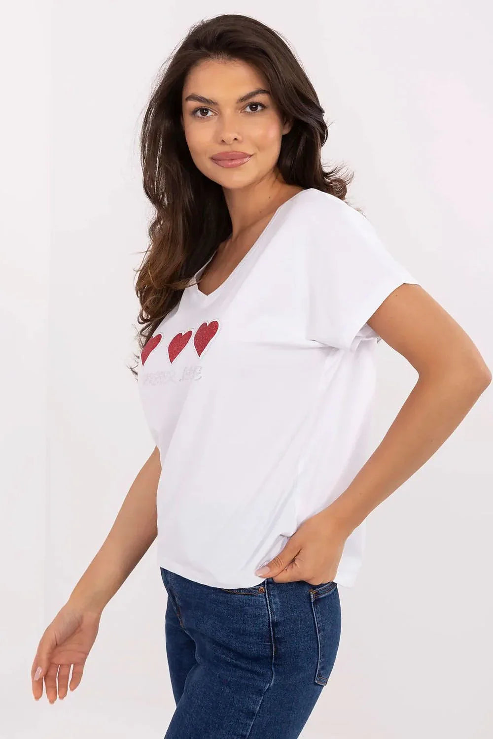 Women V-Neck Short-Sleeves T-Shirt – Breathable, Red