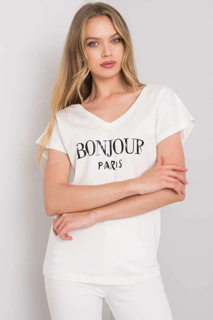 Women V-Neck Short-Sleeves T-Shirt – Breathable - White -Guocali