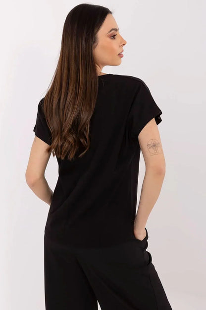 Women V-Neck Short-Sleeves T-Shirt – Stretchable - Black, Red, White -Guocali