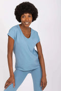 Women V-Neck Short-Sleeves T-Shirt – Stretchable - Blue -Guocali