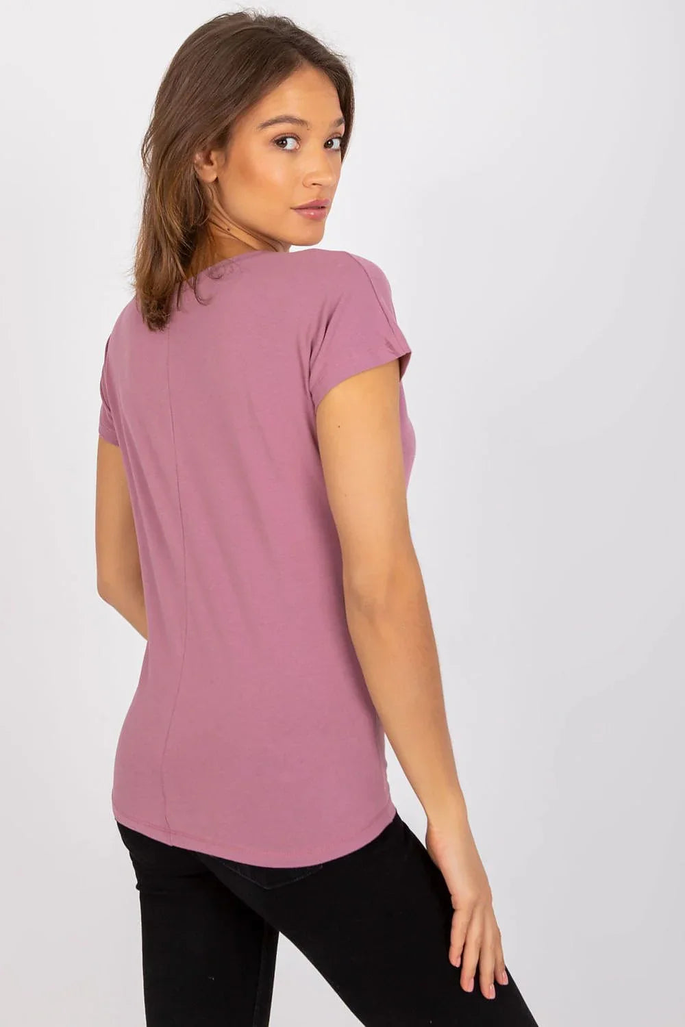 Women V-Neck Short-Sleeves T-Shirt – Stretchable - Pink -Guocali