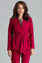 Women's Blazer - Belted Wrap Solid - Regular Fit Hip-Length - Red – Suit Jacket | GUOCALI